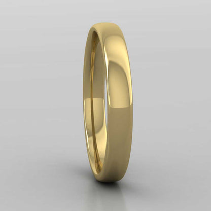 14ct Yellow Gold 3mm Cushion Court Shape (Comfort Fit) Classic Weight Wedding Ring Right View