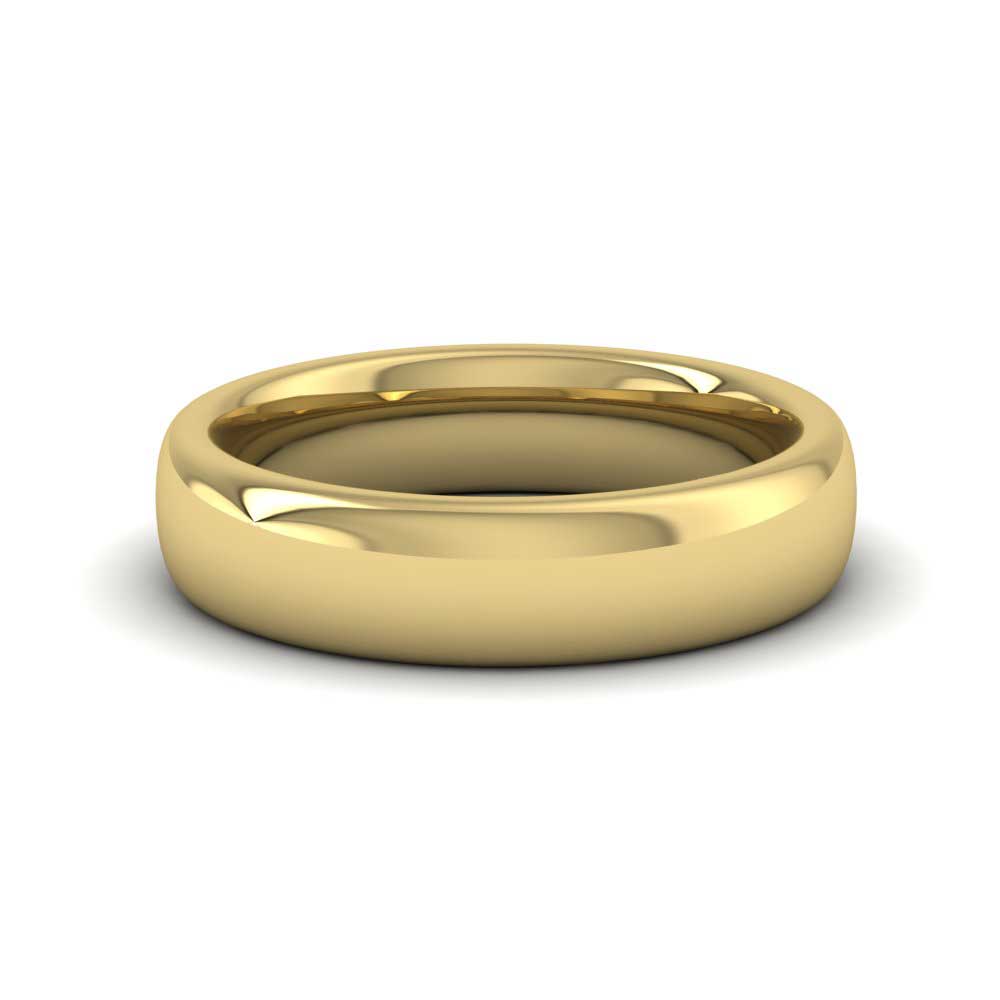 9ct Yellow Gold 5mm Cushion Court Shape (Comfort Fit) Super Heavy Weight Wedding Ring Down View