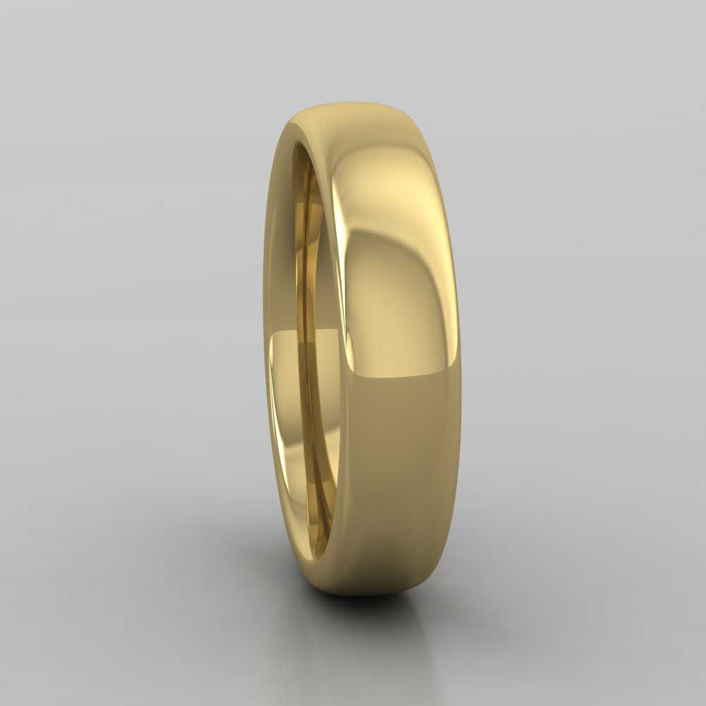 14ct Yellow Gold 5mm Cushion Court Shape (Comfort Fit) Super Heavy Weight Wedding Ring Right View