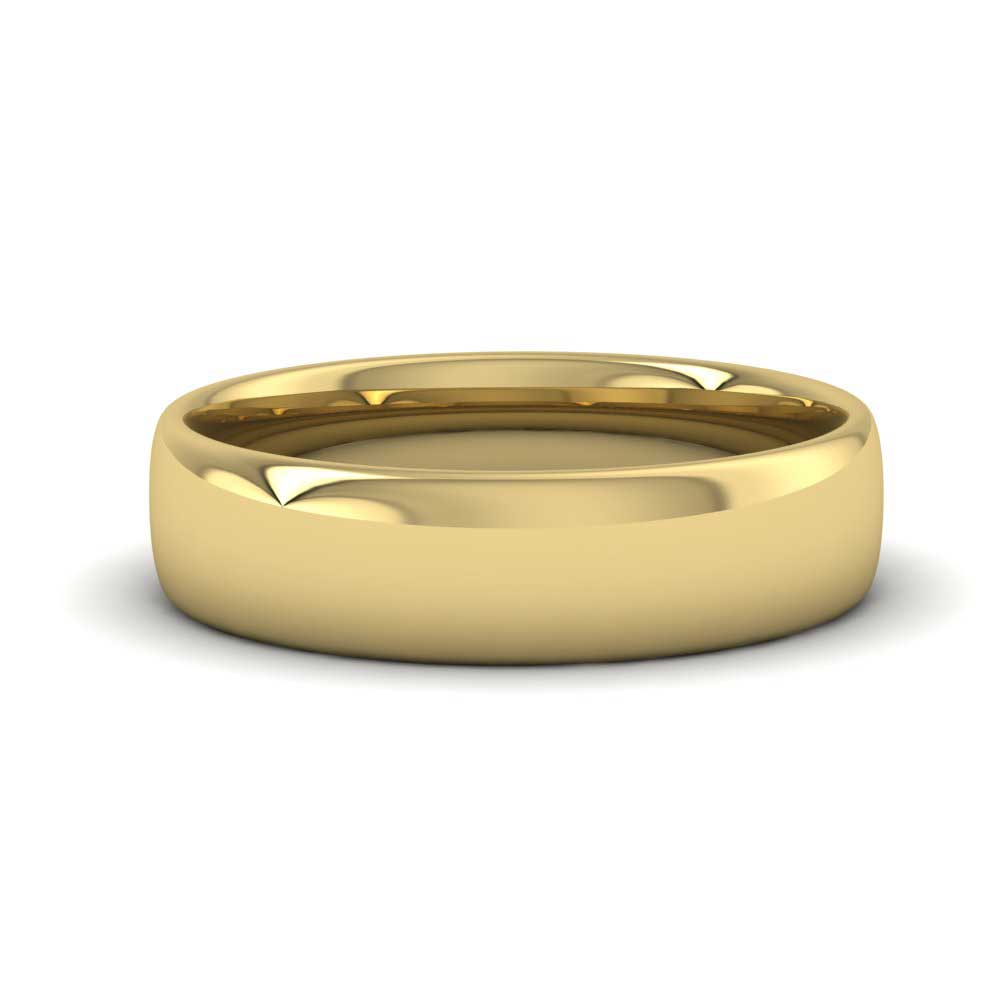 9ct Yellow Gold 5mm Cushion Court Shape (Comfort Fit) Classic Weight Wedding Ring Down View