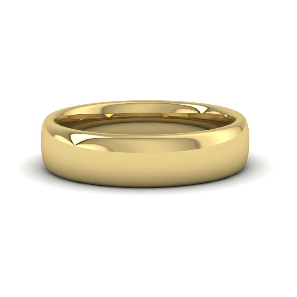 9ct Yellow Gold 5mm Cushion Court Shape (Comfort Fit) Extra Heavy Weight Wedding Ring Down View