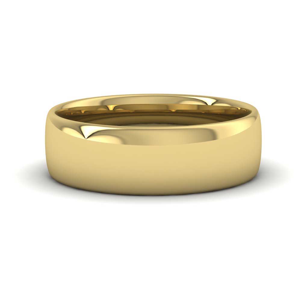 14ct Yellow Gold 6mm Cushion Court Shape (Comfort Fit) Classic Weight Wedding Ring Down View