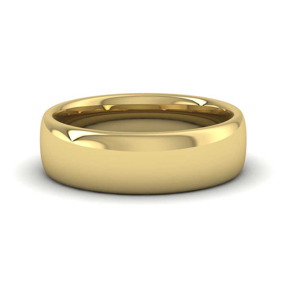 9ct Yellow Gold 6mm Cushion Court Shape (Comfort Fit) Extra Heavy Weight Wedding Ring Down View