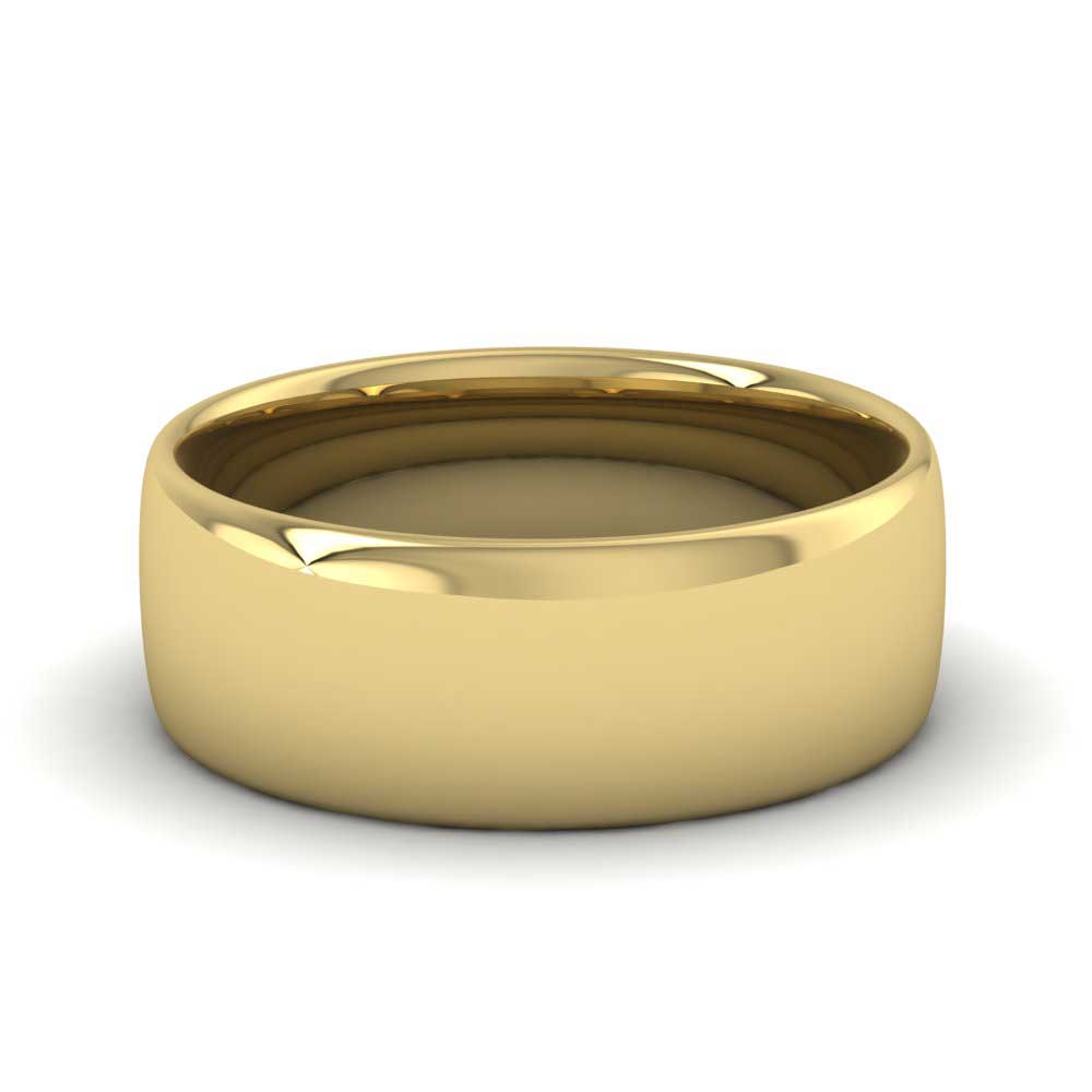 9ct Yellow Gold 7mm Cushion Court Shape (Comfort Fit) Classic Weight Wedding Ring Down View