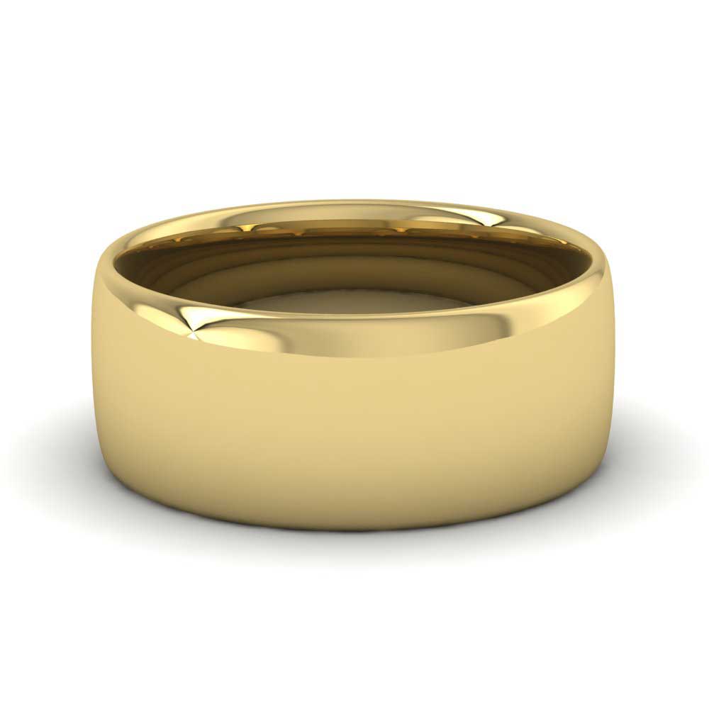 9ct Yellow Gold 8mm Cushion Court Shape (Comfort Fit) Classic Weight Wedding Ring Down View