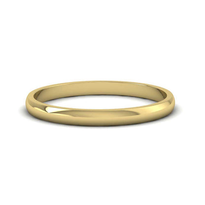 9ct Yellow Gold 2mm D shape Classic Weight Wedding Ring Down View