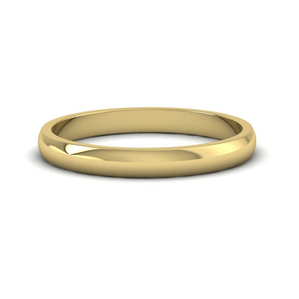 9ct Yellow Gold 2.5mm D shape Classic Weight Wedding Ring Down View