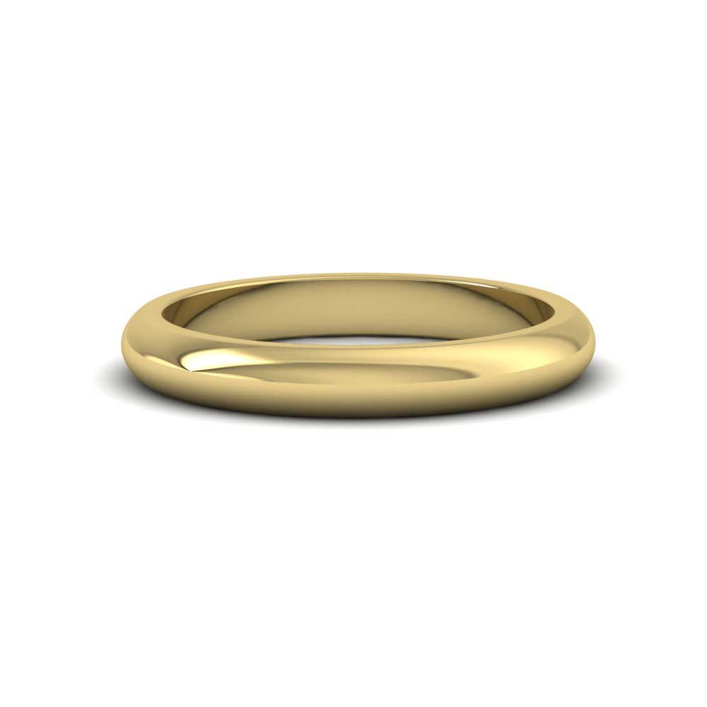 9ct Yellow Gold 3mm D shape Super Heavy Weight Wedding Ring Down View