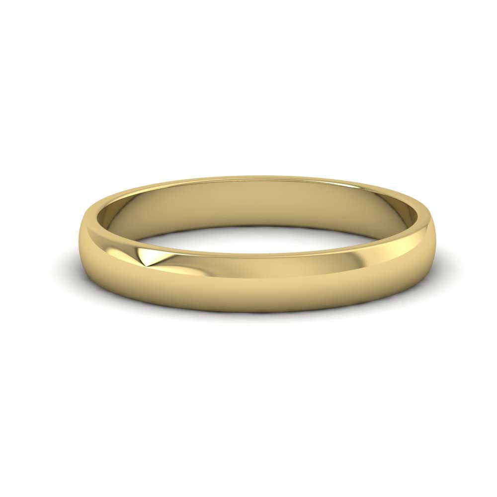 9ct Yellow Gold 3mm D shape Classic Weight Wedding Ring Down View