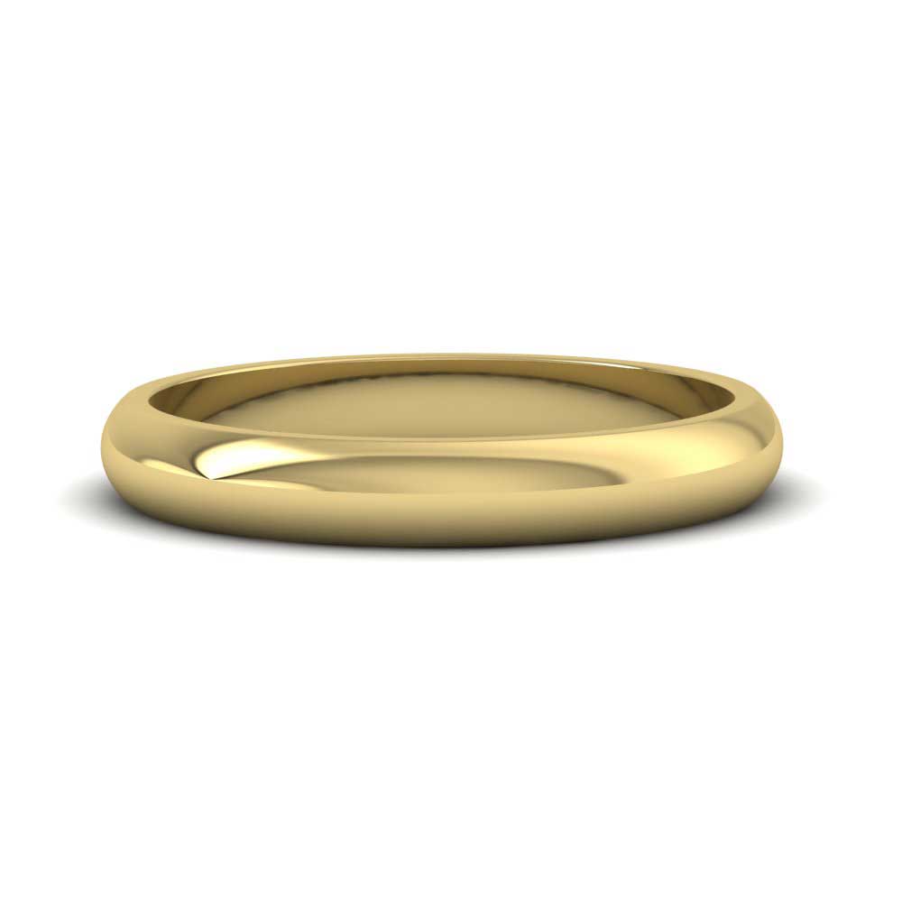 9ct Yellow Gold 3mm D shape Extra Heavy Weight Wedding Ring Down View