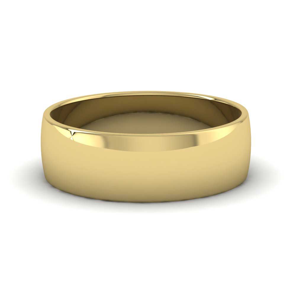 9ct Yellow Gold 6mm D shape Classic Weight Wedding Ring Down View
