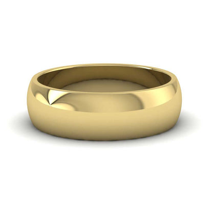 9ct Yellow Gold 6mm D shape Extra Heavy Weight Wedding Ring Down View