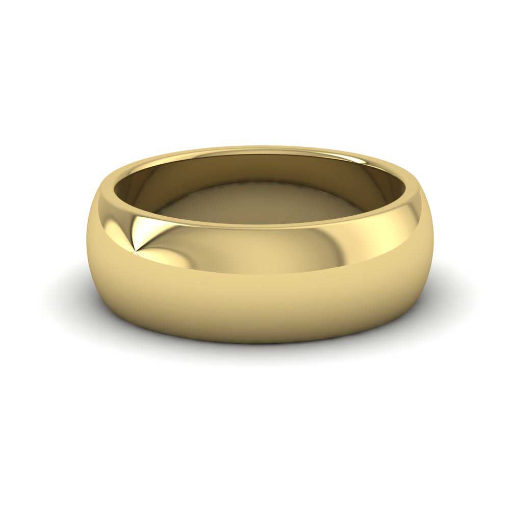 9ct Yellow Gold 7mm D shape Super Heavy Weight Wedding Ring Down View