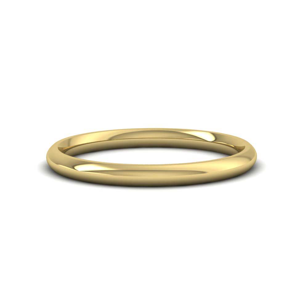 9ct Yellow Gold 2mm Court Shape (Comfort Fit) Extra Heavy Weight Wedding Ring Down View