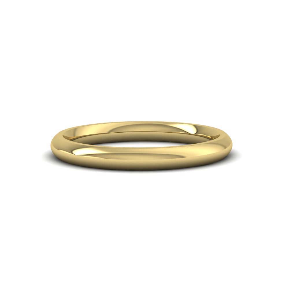14ct Yellow Gold 2.5mm Court Shape (Comfort Fit) Super Heavy Weight Wedding Ring Down View