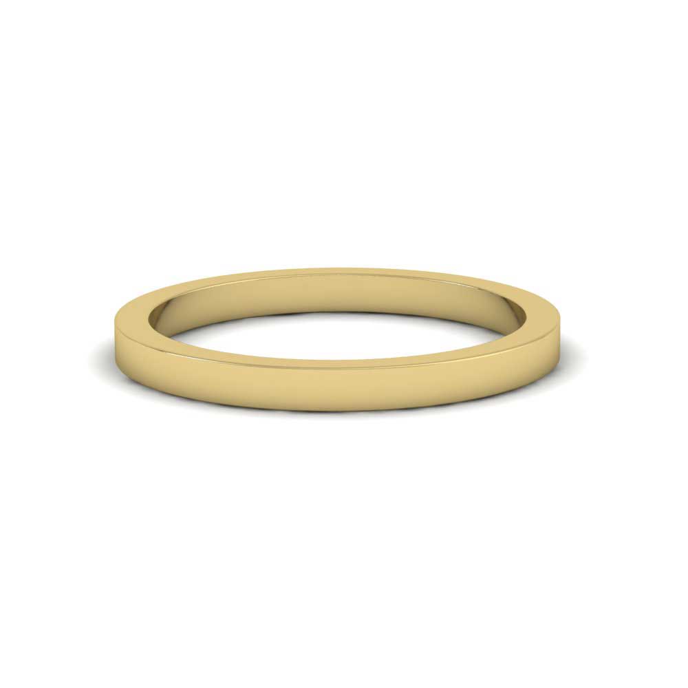 18ct Yellow Gold 2mm Flat Shape Super Heavy Weight Wedding Ring Down View