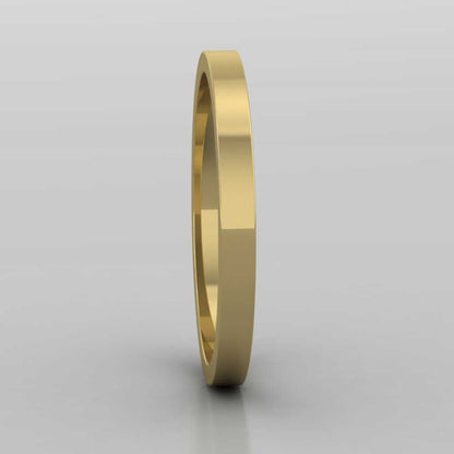 18ct Yellow Gold 2mm Flat Shape Extra Heavy Weight Wedding Ring Right View