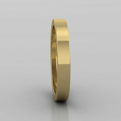 9ct Yellow Gold 3mm Flat Shape Super Heavy Weight Wedding Ring Right View