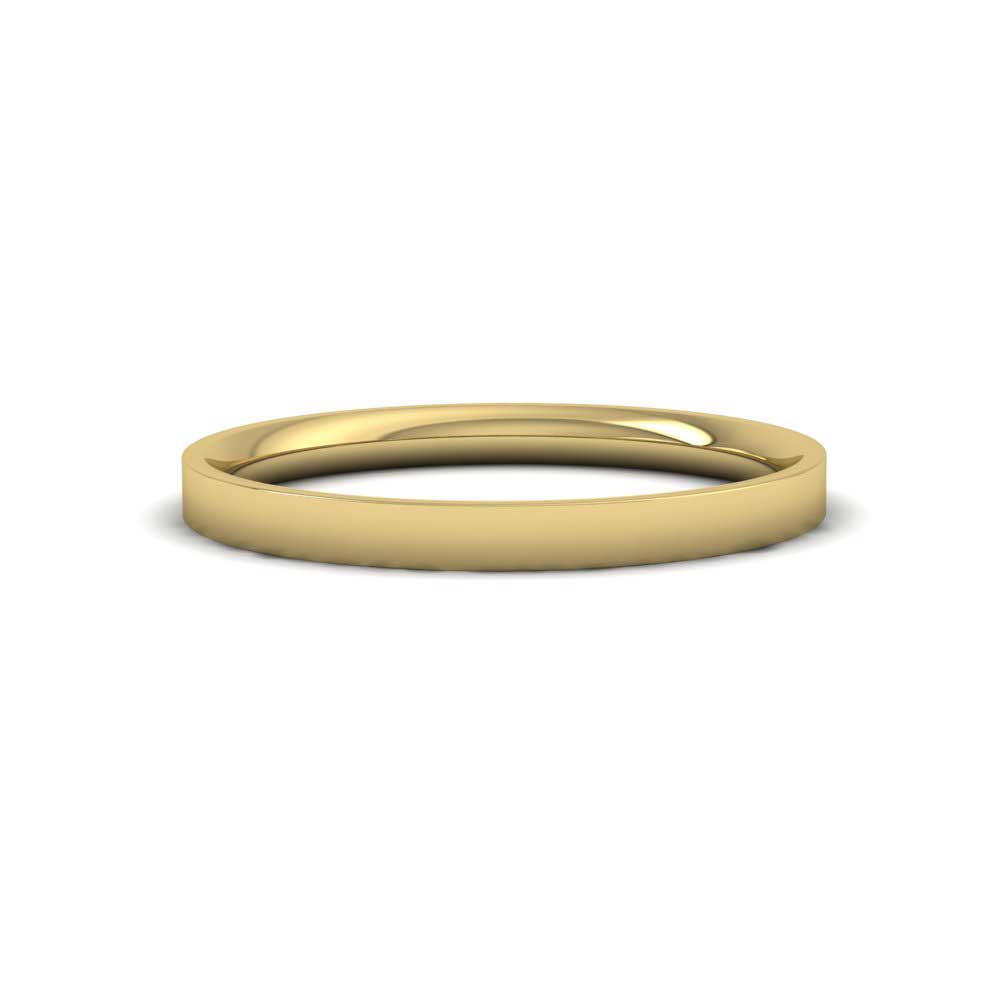 9ct Yellow Gold 2mm Flat Shape (Comfort Fit) Classic Weight Wedding Ring Down View