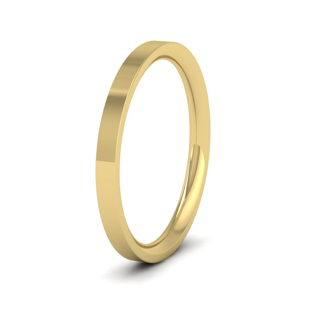 18ct Yellow Gold 2mm Flat Shape (Comfort Fit) Classic Weight Wedding Ring