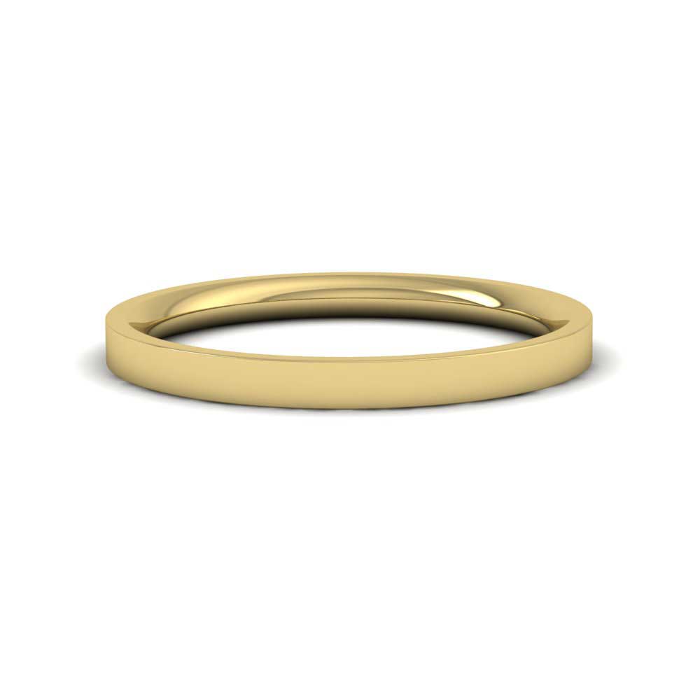 18ct Yellow Gold 2mm Flat Shape (Comfort Fit) Extra Heavy Weight Wedding Ring Down View