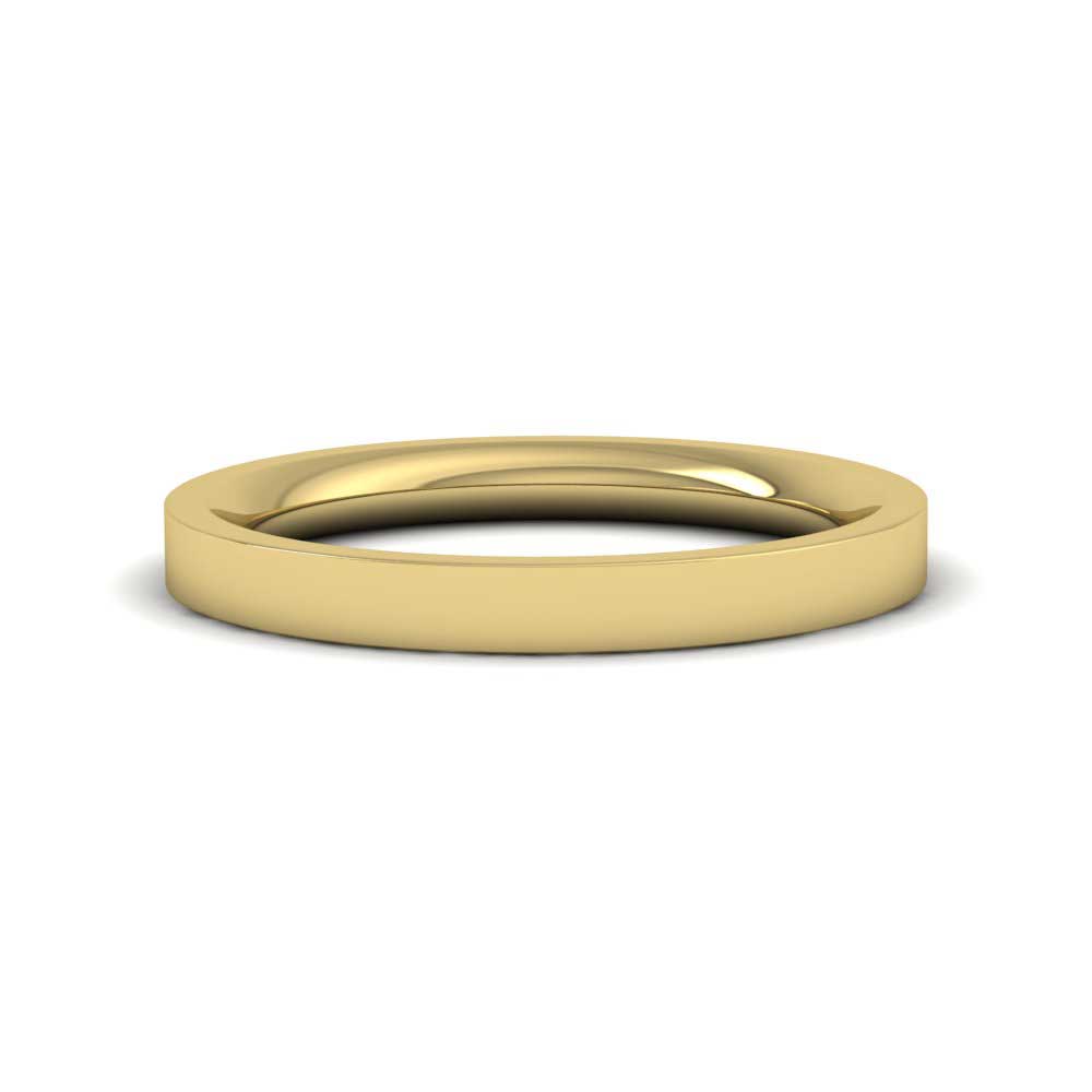 18ct Yellow Gold 2.5mm Flat Shape (Comfort Fit) Super Heavy Weight Wedding Ring Down View