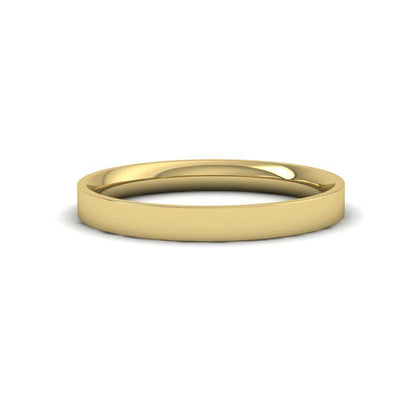 18ct Yellow Gold 2.5mm Flat Shape (Comfort Fit) Classic Weight Wedding Ring Down View