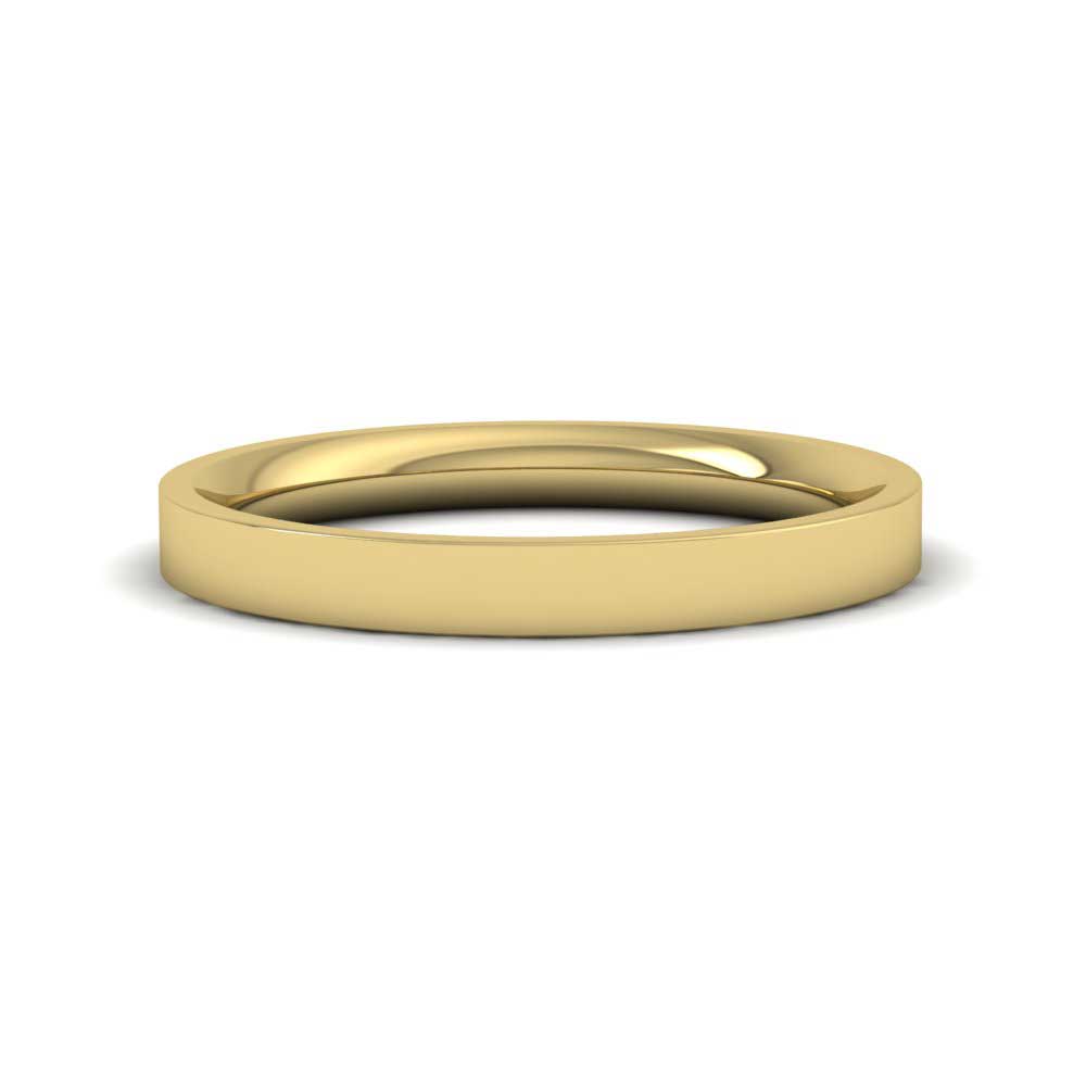 9ct Yellow Gold 2.5mm Flat Shape (Comfort Fit) Extra Heavy Weight Wedding Ring Down View