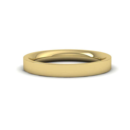 18ct Yellow Gold 3mm Flat Shape (Comfort Fit) Super Heavy Weight Wedding Ring Down View