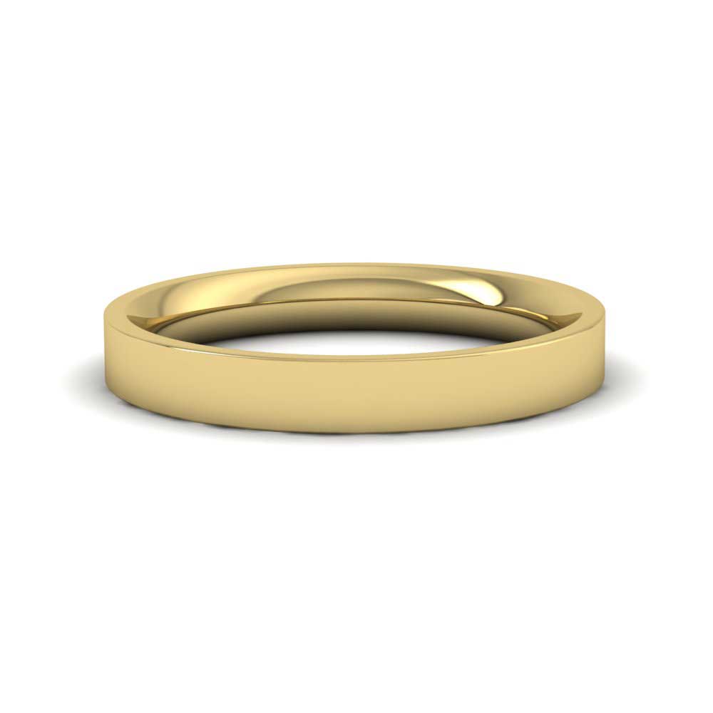 18ct Yellow Gold 3mm Flat Shape (Comfort Fit) Extra Heavy Weight Wedding Ring Down View