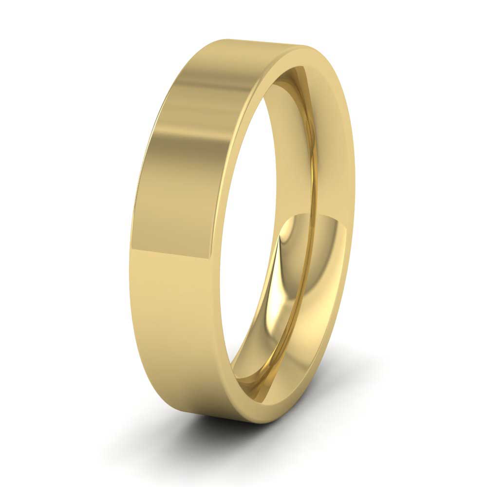 18ct Yellow Gold 5mm Flat Shape (Comfort Fit) Super Heavy Weight Wedding Ring