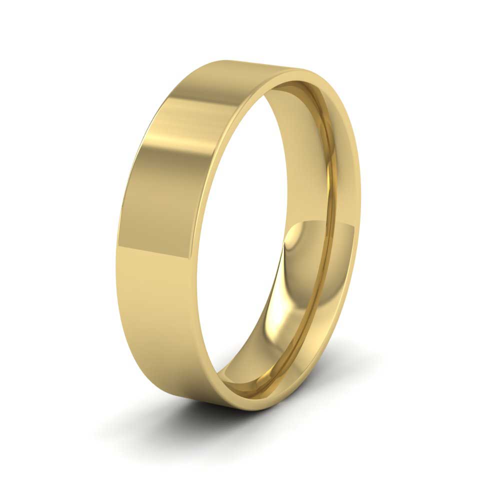 18ct Yellow Gold 5mm Flat Shape (Comfort Fit) Classic Weight Wedding Ring
