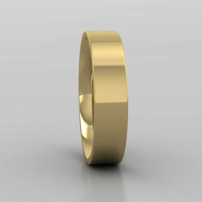 14ct Yellow Gold 5mm Flat Shape (Comfort Fit) Extra Heavy Weight Wedding Ring Right View