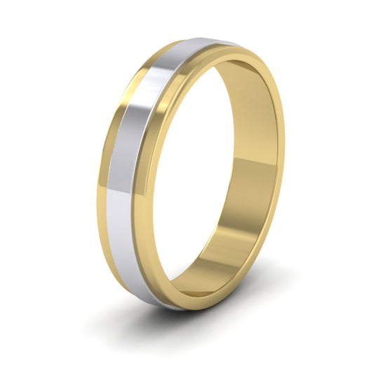 <p>Two Colour Flat Wedding Ring In 9ct Yellow And White Gold .  4mm Wide </p>
