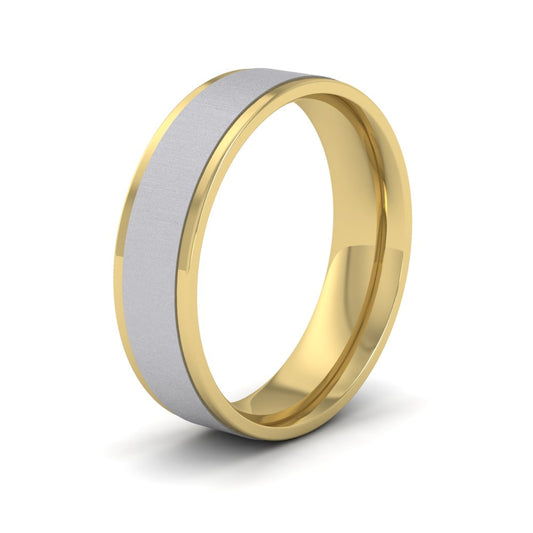 <p>Two Colour Flat Stepped Edge Wedding Ring In 9ct Yellow And White Gold .  6mm Wide And Court Shaped For Comfortable Fitting (Shown With A Matt Finish)</p>