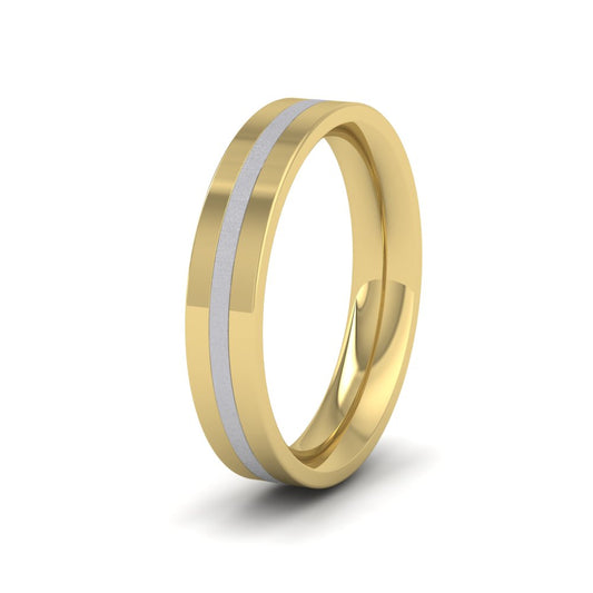 <p>Thirds Two Colour Flat Wedding Ring In 14ct Yellow And White Gold With A Matt And Polished Finish.  4mm Wide And Court Shaped For Comfortable Fitting</p>